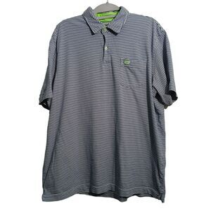 Vineyard Vines Men L Blue Striped Short Sleeve Polo Shirt Cotton Golf